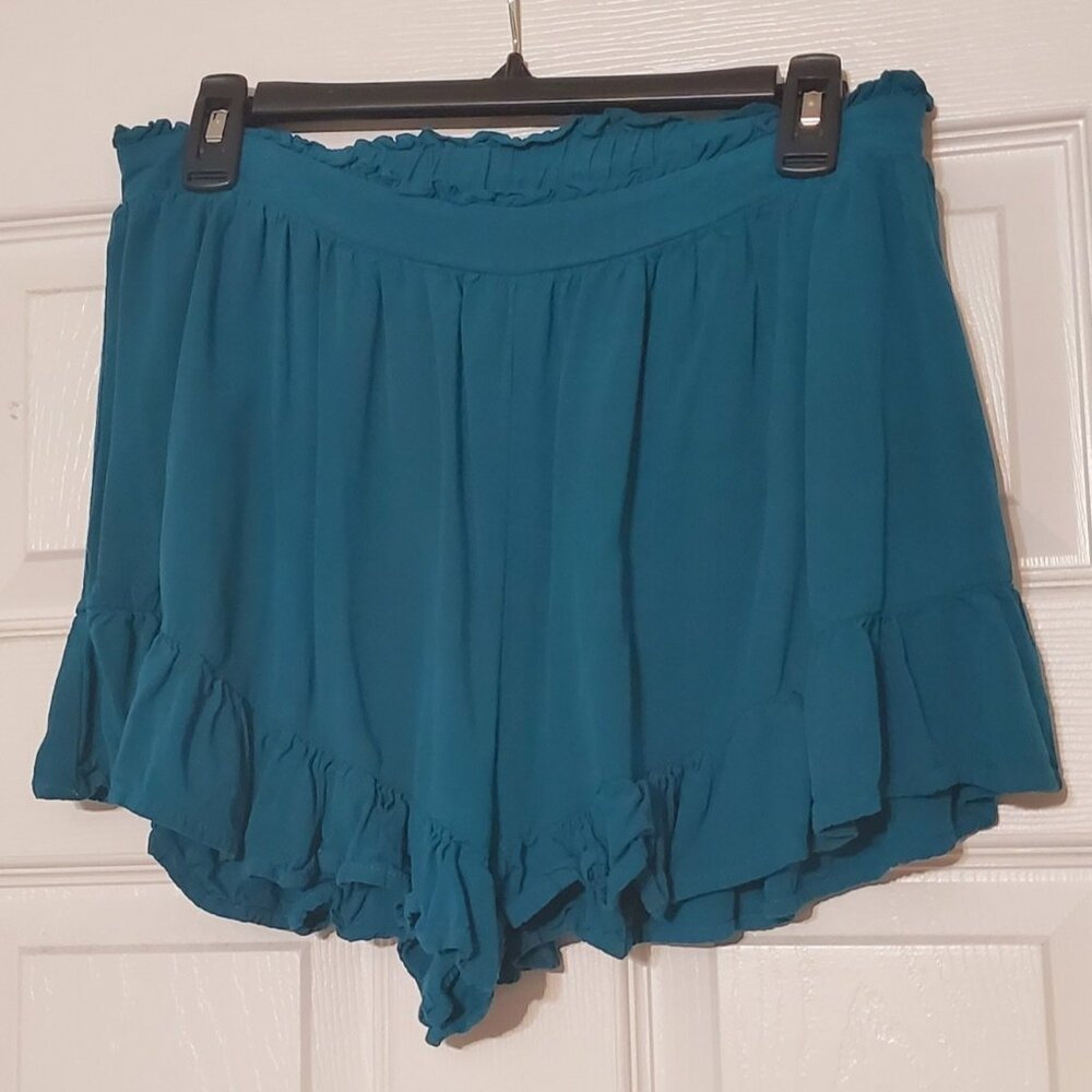 Wild Fable Dark Teal Flutter Hem Ruffled Flowy Shorts size S